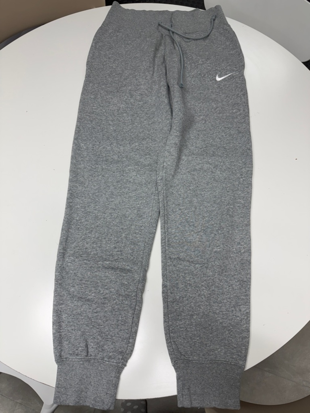 Nike Womens Gray Heather Jogger Sweatpants with White Swoosh